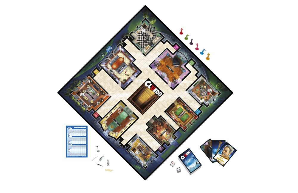 Gra planszowa HASBRO Cluedo  plansza pionki zasady karty rozgrywka zabawa rodzina na wieczór dla dzieci 