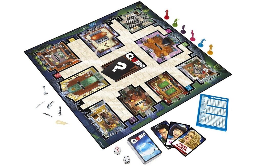 Gra planszowa HASBRO Cluedo  plansza pionki zasady karty rozgrywka zabawa rodzina na wieczór dla dzieci 