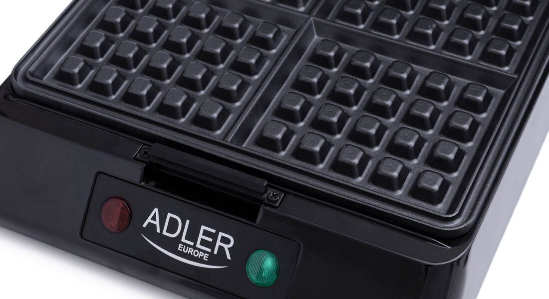 Gofrownica ADLER AD 3036 Czarny XXL na 4 gofry glenokie plyty grzewcze