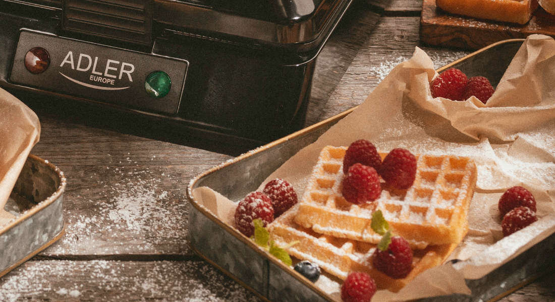 Gofrownica ADLER AD 3036 Czarny XXL na 4 gofry material wykonanie nienagrzewajaca sie obudowa