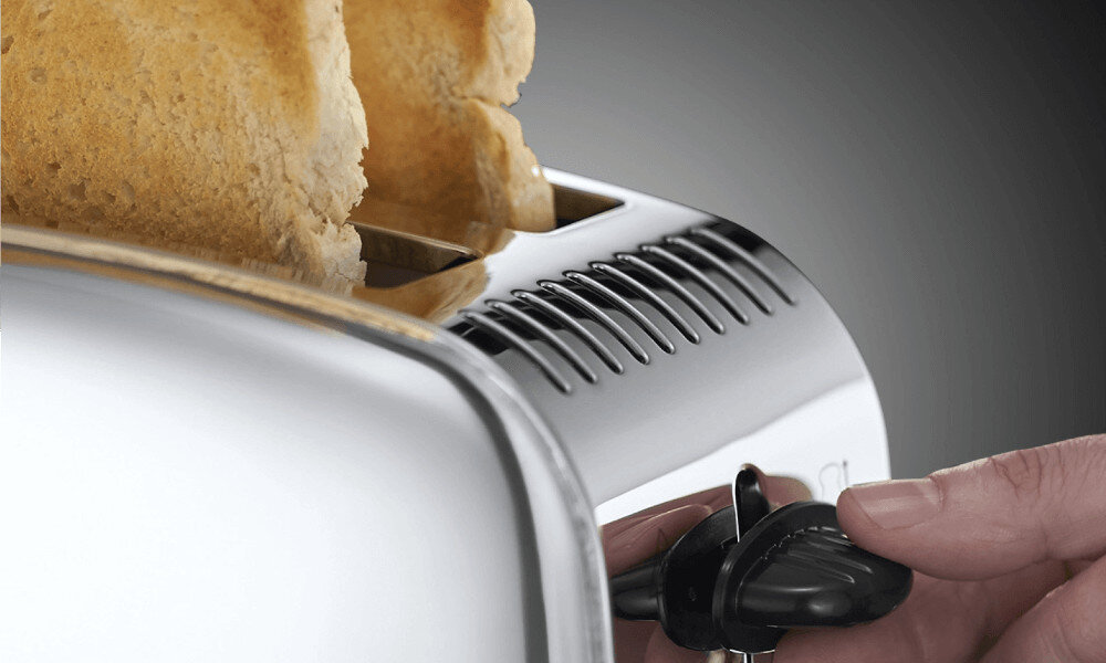 Toster RUSSELL HOBBS Victory 23310-56 Srebrny Funkcja Lift & Look unieść pieczywo i sprawdzić stopień opieczenia kontrola pewność