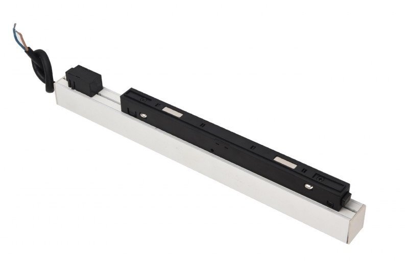 Zasilacz 100W do szynoprzewodu magnetycznego 1-fazowego TRACK MAGNETIC AZ4672 Azzardo, w kolorze czarnym i srebrnym, z widocznym przewodem zasilającym.