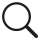 Czarna ikona lupy na białym tle, symbolizująca funkcję wyszukiwania.