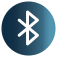 Ikona Bluetooth w kształcie okręgu o niebieskim odcieniu z białym symbolem Bluetooth na środku.