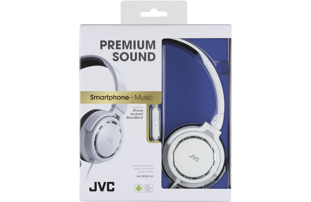 SŁUCHAWKI JVC HASR525WE NAUSZNE BIAŁE kabel długość funkcja składania