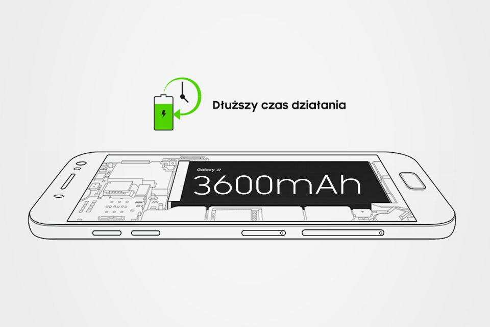 Samsung Dłuższy czas pracy. Bateria 3600 mAh Samsung Dłuższy czas pracy. Bateria 3600 mAh