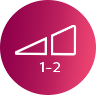 Ikona przedstawia dwa białe trójkąty na różowym tle z napisem \'1-2\'.