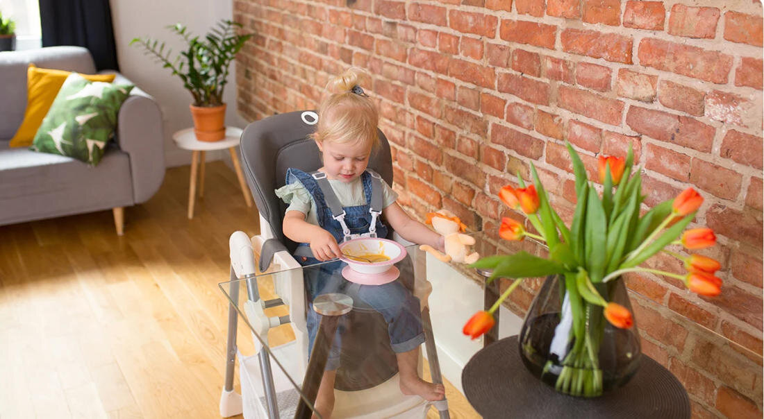 Krzesełko do karmienia LIONELO Linn Plus Szary Komfort wygoda odchylane oparcie 6-stopniowa regulacje wysokosci