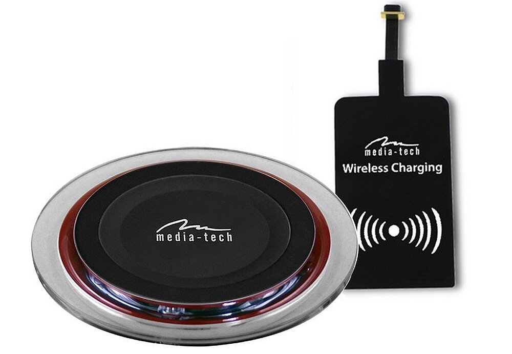 Ładowarka indukcyjna MEDIA-TECH Cristal Wireless Charger Set adapter usb