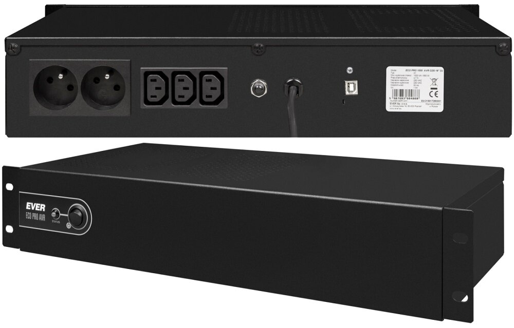 Zasilacz UPS EVER Eco Pro 1200 AVR CDS - Wlasciwosci elektryczne