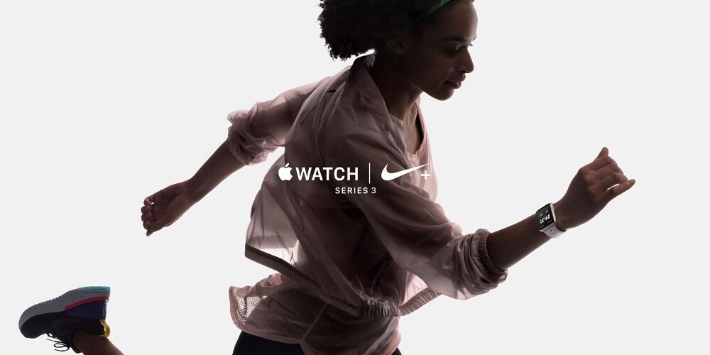 APPLE Watch 3 Nike+ 38mm Gwiezdna szarość  opaska sportowa w kolorze czarnym logo seria nike+