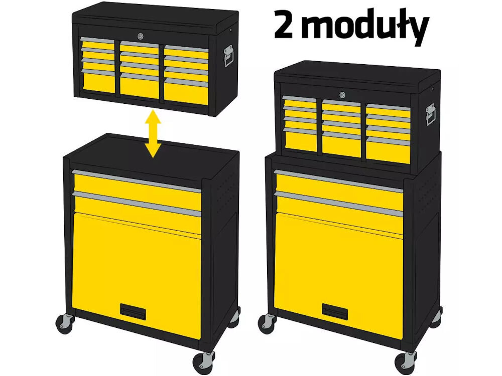 Szafka narzędziowa Topex mobilna 2 moduły 6 szuflad uchwyty blat roboczy