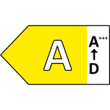 Etykieta energetyczna z dużą literą \'A\' na żółtym tle oraz skalą od A+++ do D po prawej stronie.