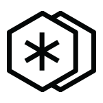 Czarny symbol w kształcie sześciokąta z gwiazdką w środku.