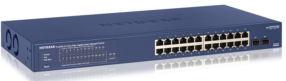 Switch NETGEAR GS724TP-200EUS - złącza 24 porty RJ-45 SFP szybkość 