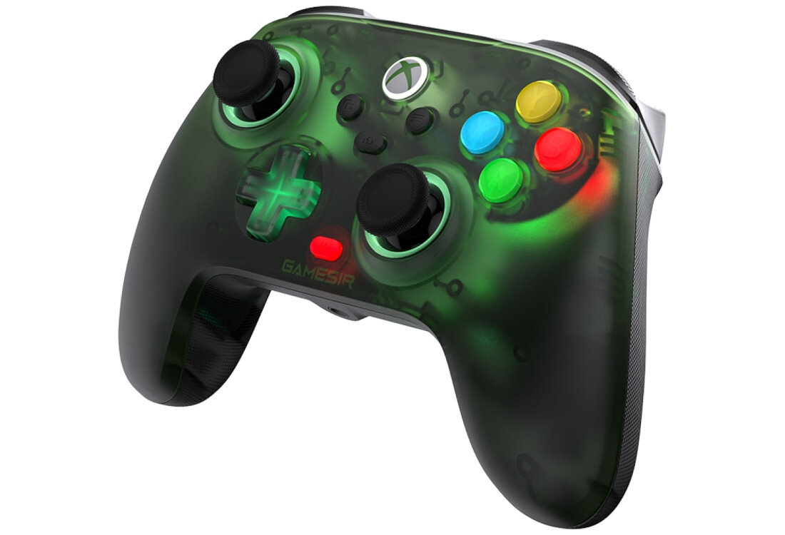 Kontroler GAMESIR T7 Pro Retro Zielony Stabilne połączenie port USB-C Kompatybilność z Xbox Series X|S, Xbox One oraz PC (Windows i Steam) z jednego kontrolera na wielu platformach zdjęcie na białym tle ukosem