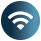 Ikona przedstawia okrągły symbol w kolorze ciemnoniebieskim z czarnym symbolem Wi-Fi w środku.