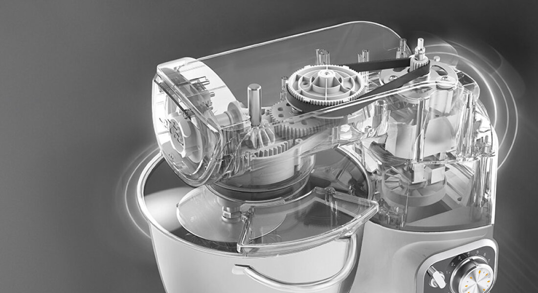 Robot kuchenny planetarny ETA Gratus Evo Max II ETA102890062 z rozdrabniaczem, maszynką do mięsa i blenderem kielichowym  zdjęcie lifestyle Wydajność na co dzień moc  lekkich kremów, jak i ciężkiego ciasta na chleb czy pizzę Metalowa konstrukcja  trwałe przekładnie