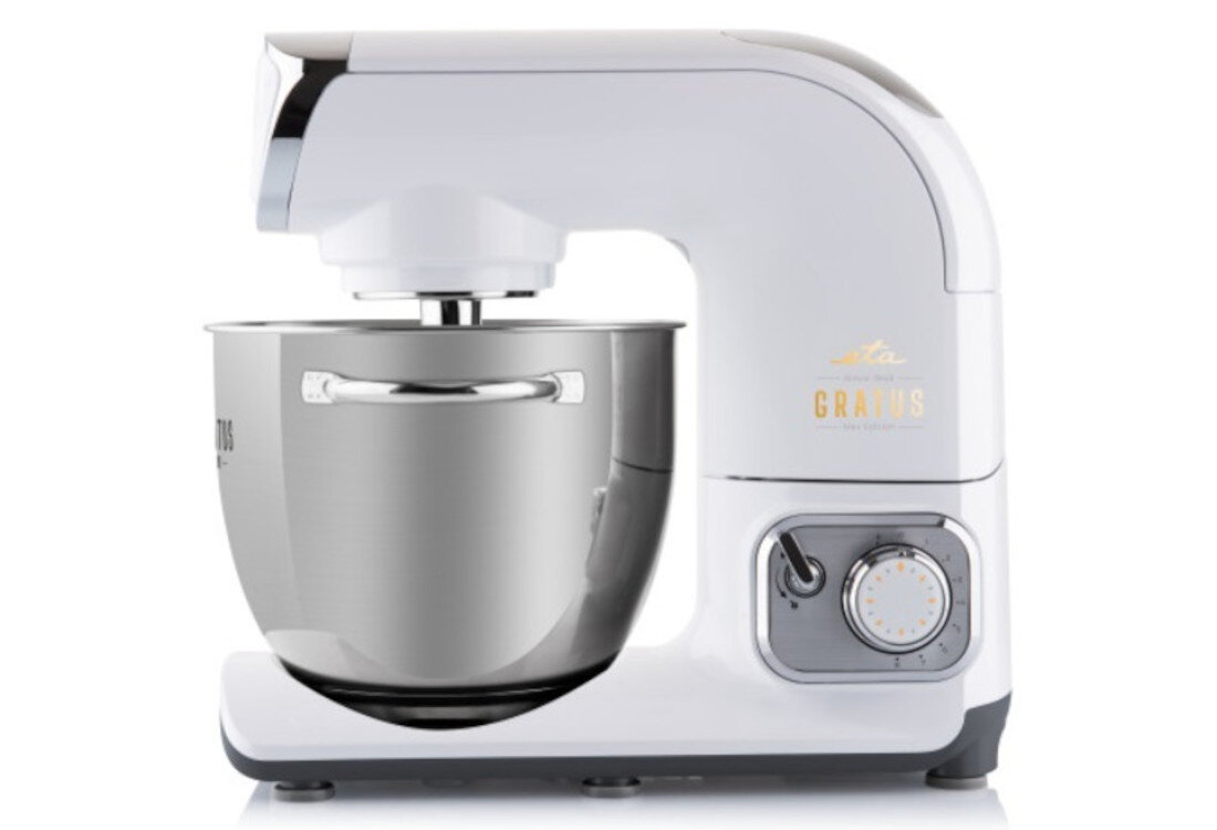 Robot kuchenny planetarny ETA Gratus Evo Max II ETA102890062 z rozdrabniaczem, maszynką do mięsa i blenderem kielichowym  zdjęcie lifestyle Precyzyjne mieszanie Zastępuje wiele urządzeń Wygoda przy sporych porcjach Pojemna misa 5,5 l  2,5 kg ciasta Pokrywa z otworem 