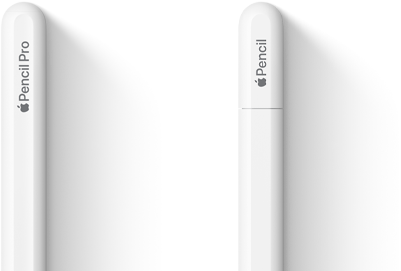 Dwa białe rysiki z napisami \'Pencil Pro\' i \'Pencil\'.