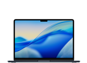 Laptop z wyświetlaczem Retina, na ekranie widoczna abstrakcyjna grafika w odcieniach błękitu i żółci. Obudowa urządzenia jest w kolorze błękitnym.