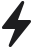 Czarny symbol błyskawicy na białym tle.
