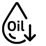 Czarna ikona przedstawiająca kroplę z napisem \'oil\' i strzałką skierowaną w dół.