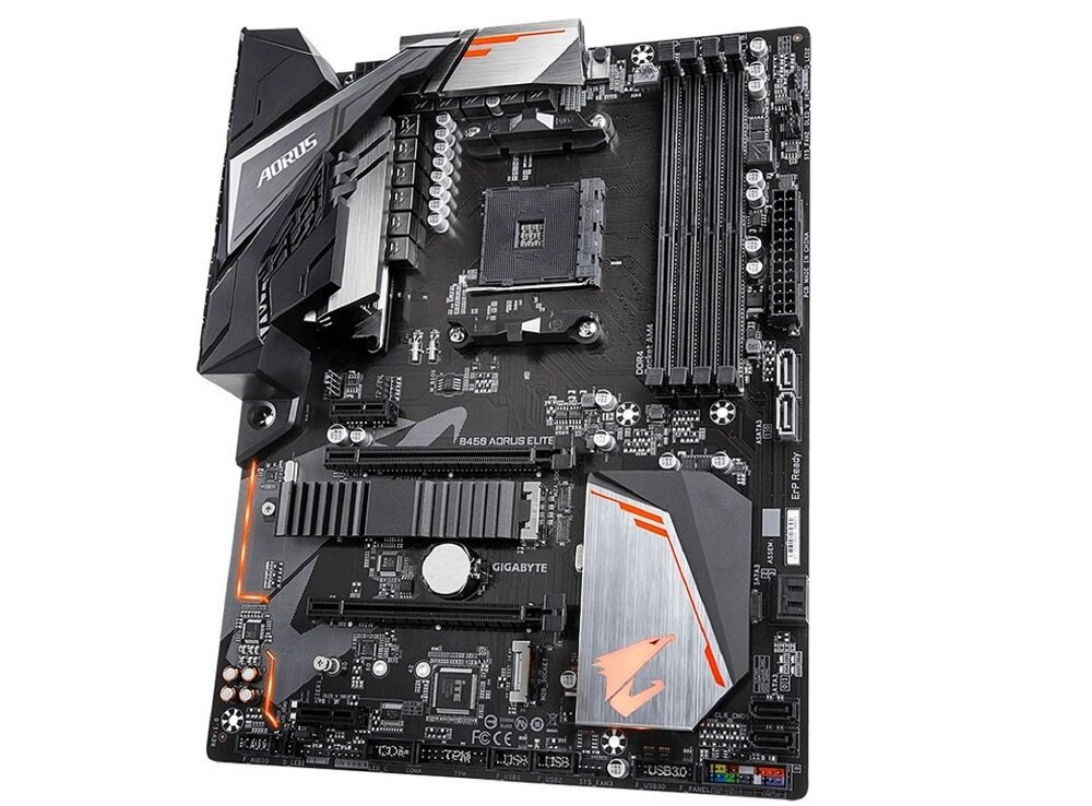 Płyta główna GIGABYTE B450 Aorus Elite V2 cztery sloty pamięci RAM DDR4