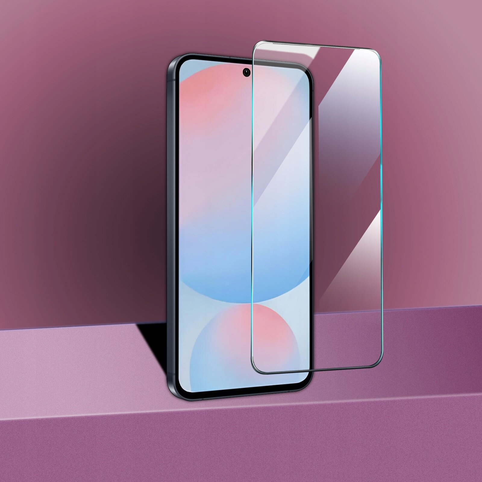 Na zdjęciu widoczne jest etui do telefonu Samsung A36 | A37 5G oraz szkło ochronne na ekran, umieszczone na różowym tle.