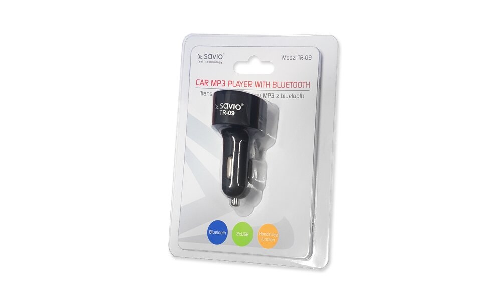 Transmiter FM SAVIO TR-09 Bluetooth muzyka samochód radio