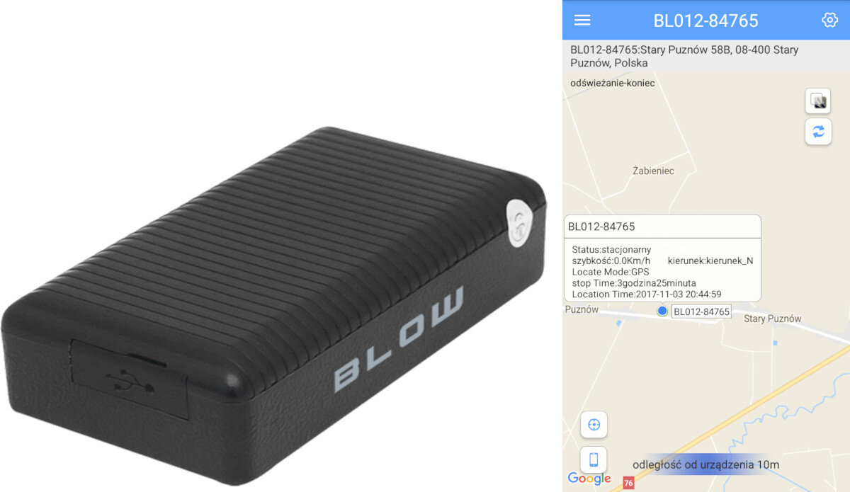 Lokalizator BLOW GPS BL003 Czarny aplikacja obsługa platforma kompatybilność