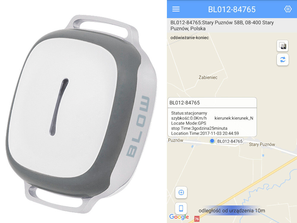 Lokalizator BLOW GPS BL011 Czarny obsługa sterowanie aplikacja strona