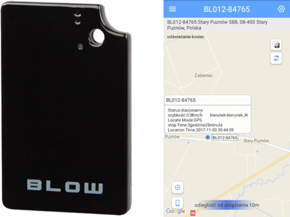 Lokalizator BLOW GPS BL012 Czarny obsługa sterowanie aplikacja strona