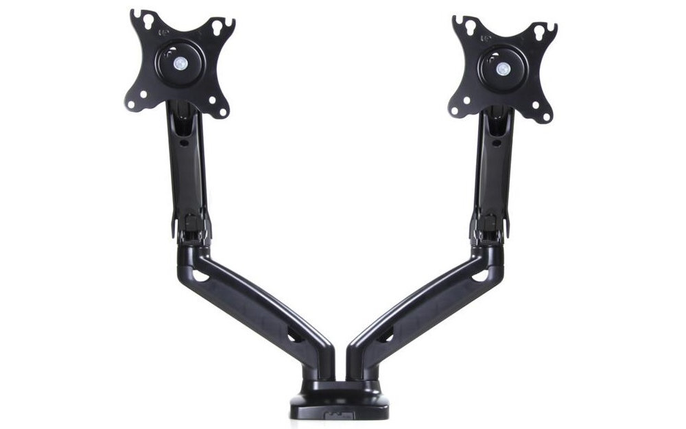 ART L-16GD ART L-16GD obrót w poziomie o 360° regulacja w pionie +90° / -45° standard VESA 75 × 75 oraz 100 × 100 Metalowa rama dwóch monitorów - podstawa uchwytu