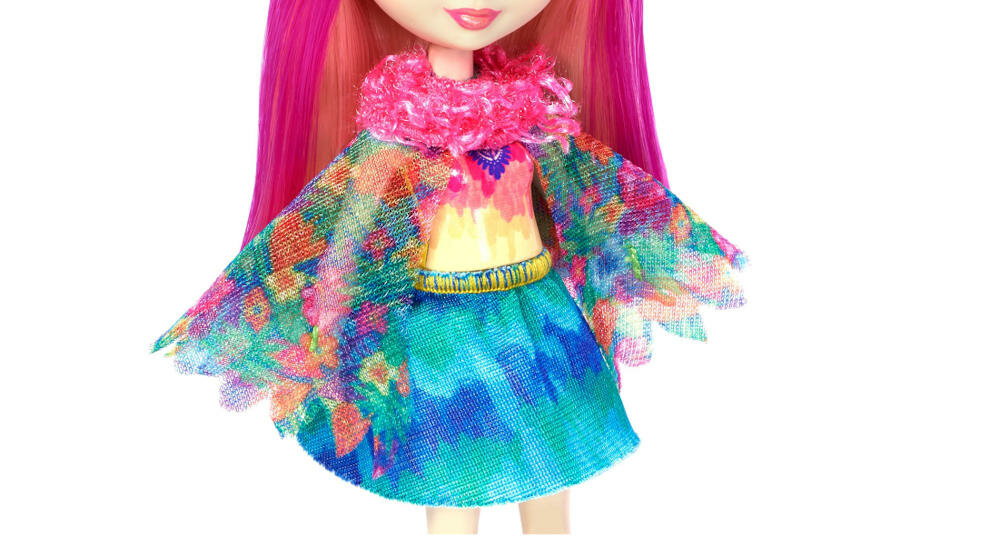 MATTEL-ENCHANTIMALS-PAPUGA kolorowy strój top spódniczka pelerynka kołnierz kolory