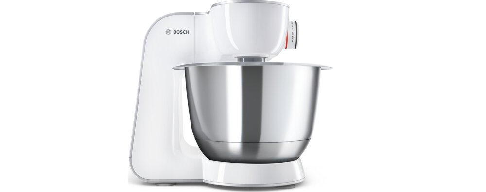 Robot kuchenny BOSCH MUM58258 1000W z blenderem kielichowym misa ze stali szlachetnej oslony elementy blakada mechanizm bezpieczenstwo zatrzask pokrywa akcesoria ochrona