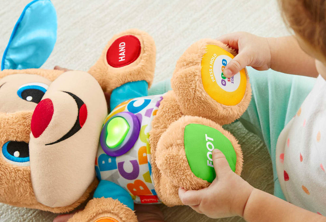Zabawka edukacyjna FISHER PRICE Ucz się i śmiej! Szczeniaczek Uczniaczek FPM71 zabawa nauka 75 piosenek umiejętności poznawcze emocjonalne