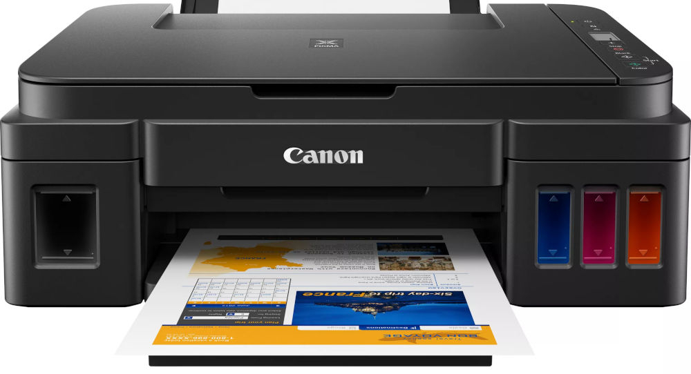 Urządzenie wielofunkcyjne CANON Pixma G2410 Druk w kolorze  zbliżenie na górną część urządzenia prędkość funkcje kopiowanie wielokrotne dopasowanie do strony