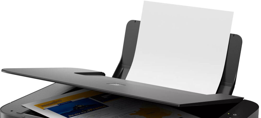 Urządzenie wielofunkcyjne CANON Pixma G2410 Druk w kolorze  zbliżenie na tacę podajnik, taca pojemność, port