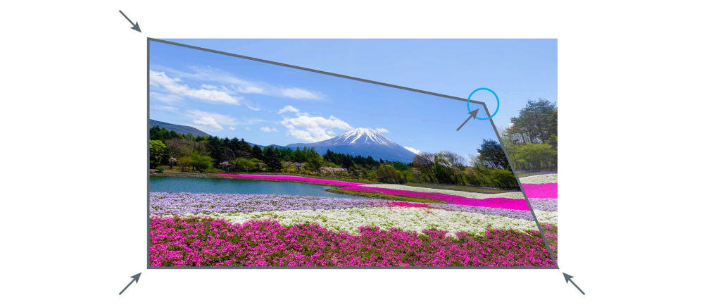 OPTOMA-W461 projektor korekcja trapezu kwadrat nierówne ściany