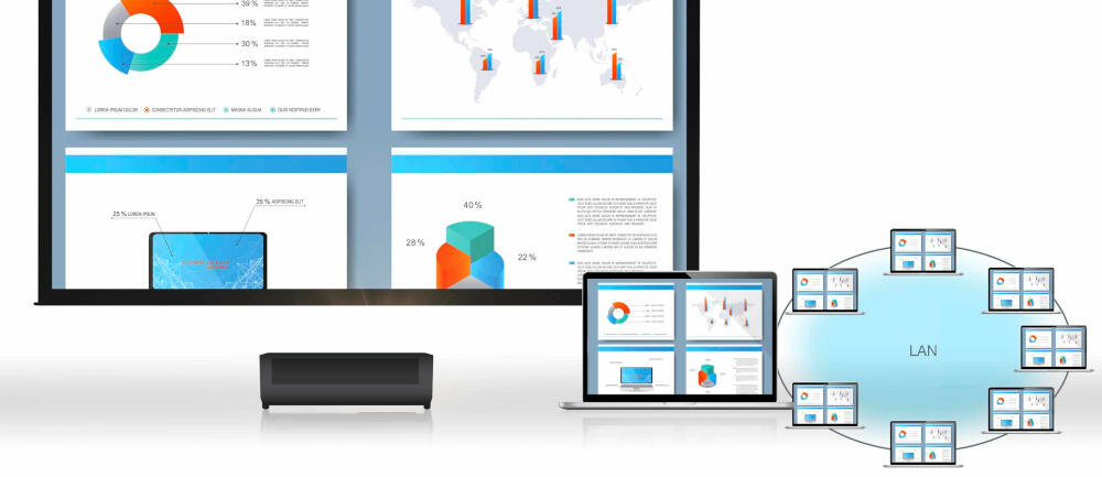 OPTOMA-W461 projektor wyświetlacz lan ekran komputer laptop połączenie sieciowe