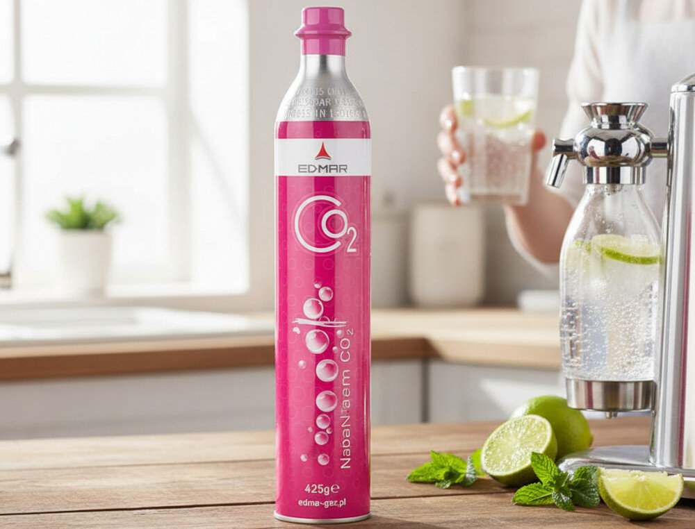 Wymiana naboju EDMAR EDM02 CO2 CQC  - gaz spożywczy oryginalny z atestem zdjęcie lifestyle Aluminiowy cylinde