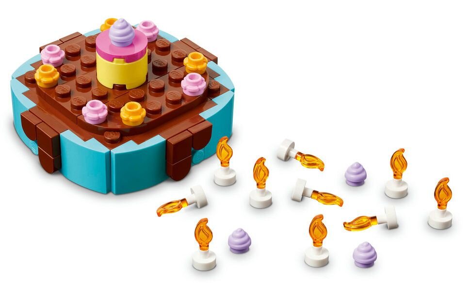 LEGO 40815 Iconic Tort na przyjęcie urodzinowe 10 świeczek personalizacja wieku dziecka dekoracja