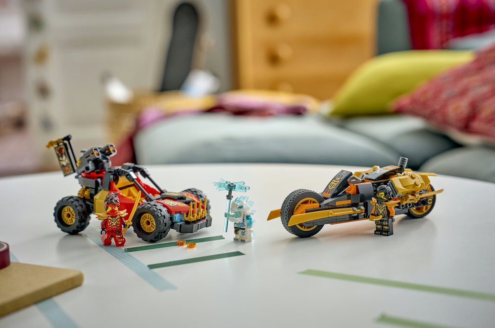 LEGO 71864 NINJAGO Wielofunkcyjne pojazdy Kaia i Cole’a zestaw ninja terenowy łazik motocykl przebudowa