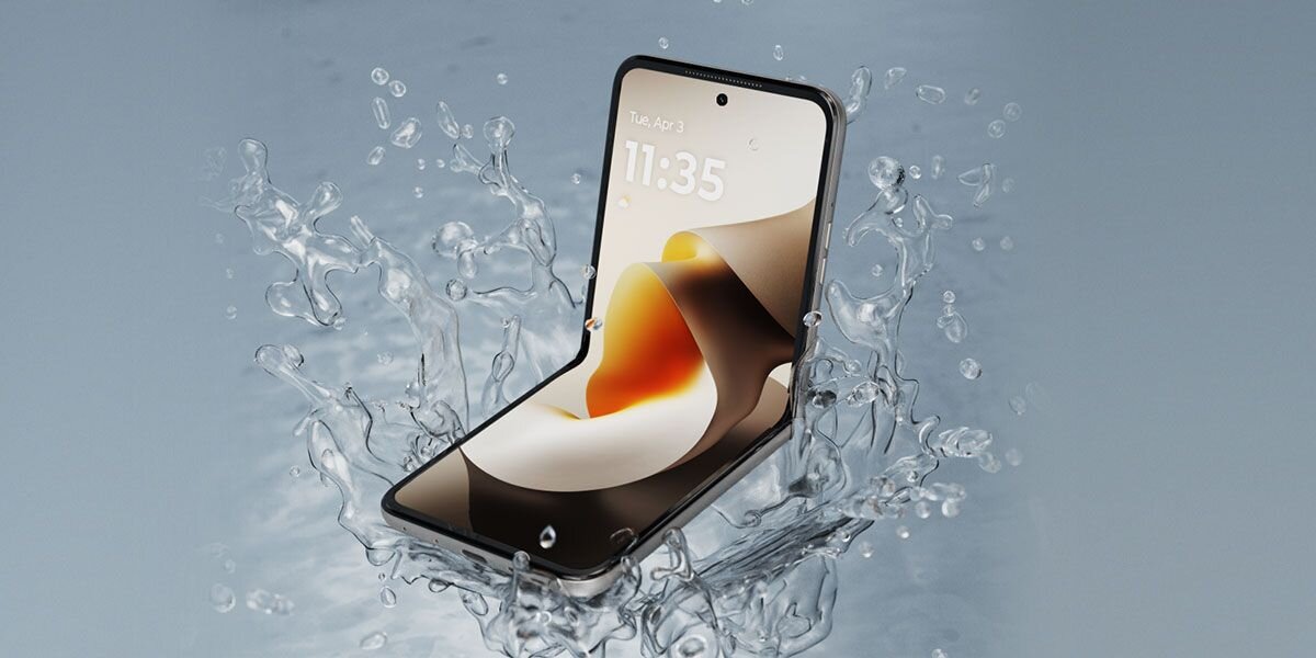 Motorola Razr 70 zawias tytanowy IP48 odporność na wodę kurz trwałość smartfon w rozbryzgu wody 