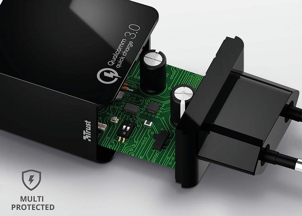 Ładowarka sieciowa TRUST Qualcomm 3.0 1XUSB 3A 21818 Czarny zabezpieczenia
