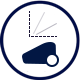 Ikona przedstawia ciemnoniebieski symbol w kształcie litery \'L\' z białym okręgiem w dolnym rogu, otoczony ciemnoniebieskim okręgiem.