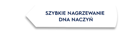 Biała strzałka z czarnym tłem zawiera tekst: \'SZYBKIE NAGRZEWANIE DNA NACZYŃ\'.