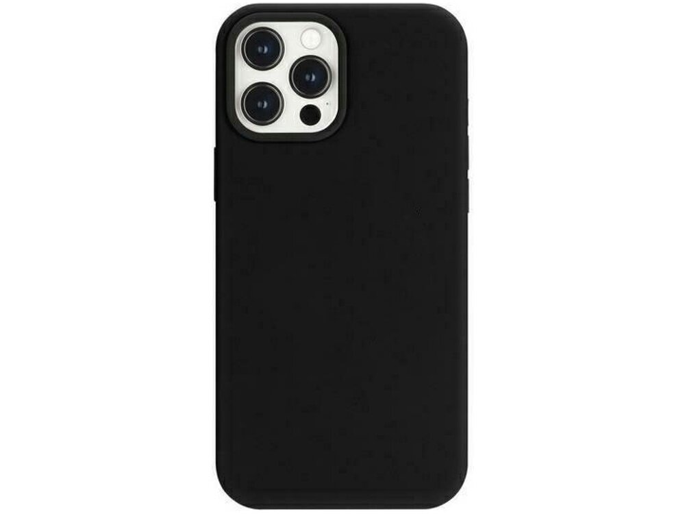 Czarne etui na telefon z trzema widocznymi otworami na aparaty fotograficzne. Etui ma gładką powierzchnię i jest przeznaczone do smartfona.