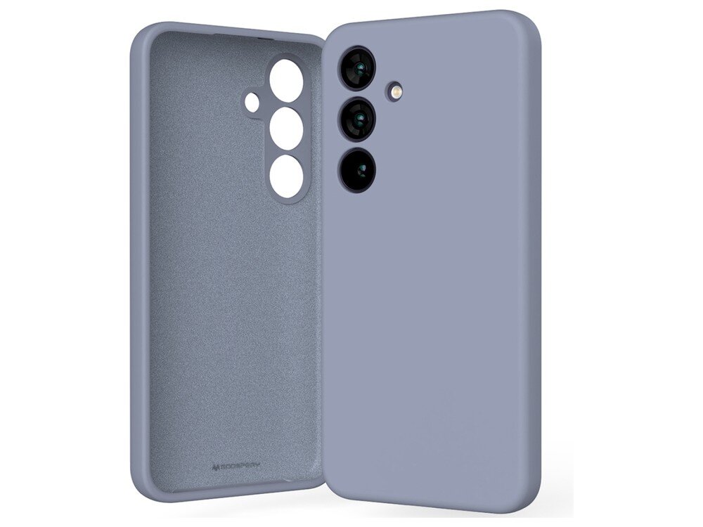 Na obrazie widać lawendowe etui na telefon z trzema otworami na aparaty i jednym na lampę błyskową. Wewnątrz etui znajduje się napis \'MERCURY\'.